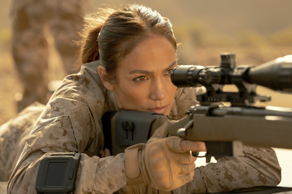 Jennifer Lopez in a scene from the Netflix film "The Mother."