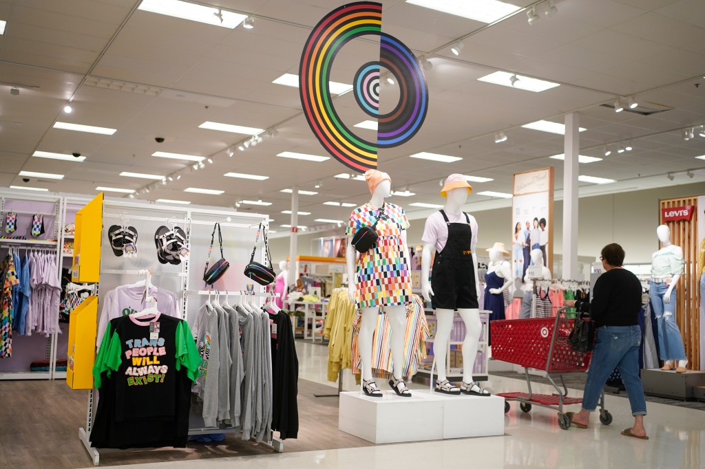 Pride month merchandise on display at a Target.
