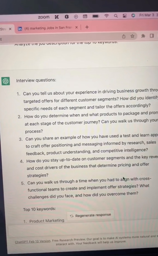 Interview questions made up by chatgpt