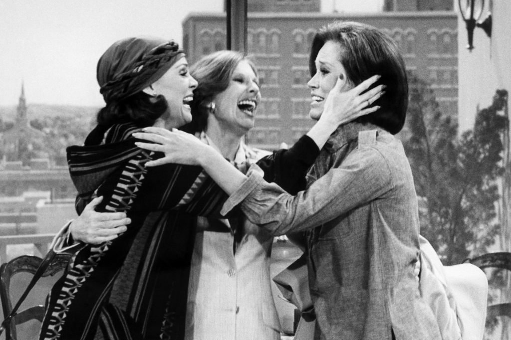 Valerie Harper, Cloris Leachman, and Mary Tyler Moore on "The Mary Tyler Moore Show," which premiered in 1970 on the cusp of the women's liberation movement.