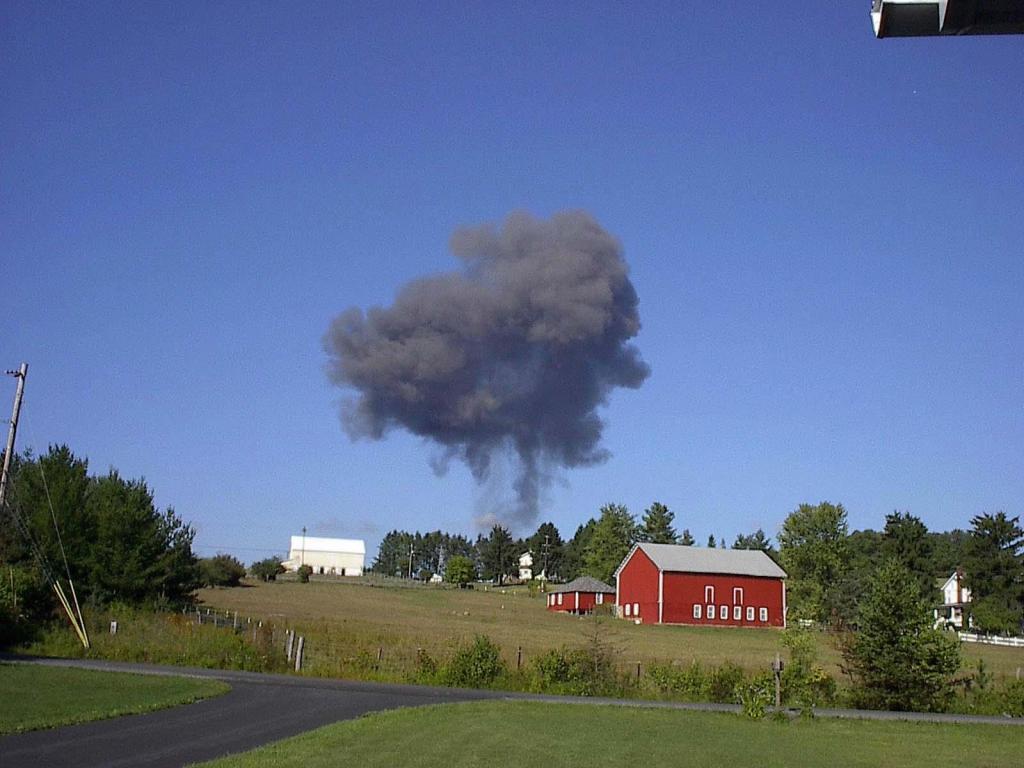 Smoke rising from the crash site of Flight 93.