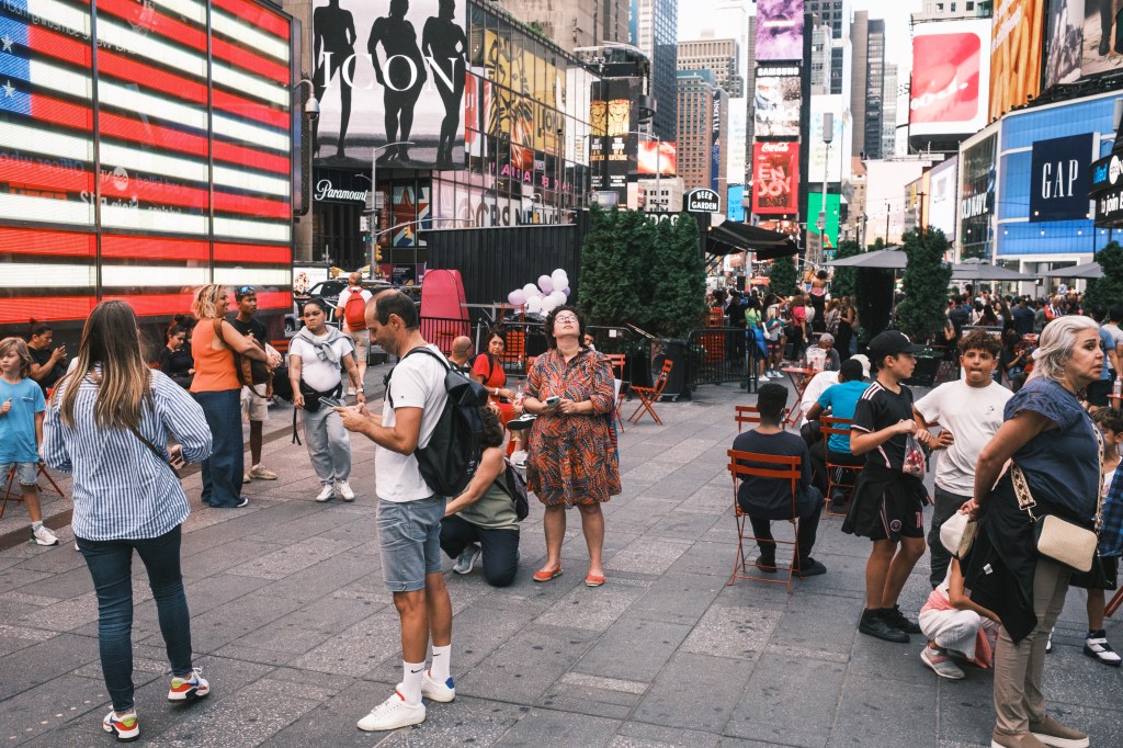 tourists in times square