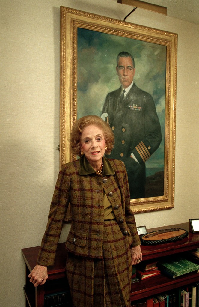 Astor, age 90, in front of a portrait of her late husband, Vincent.