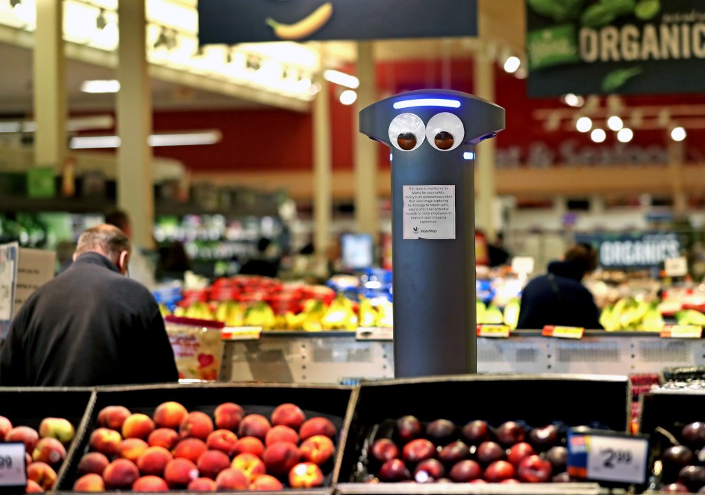 Along with security cameras, security robots such as this one in San Francisco are helping to prevent "shrinkage."