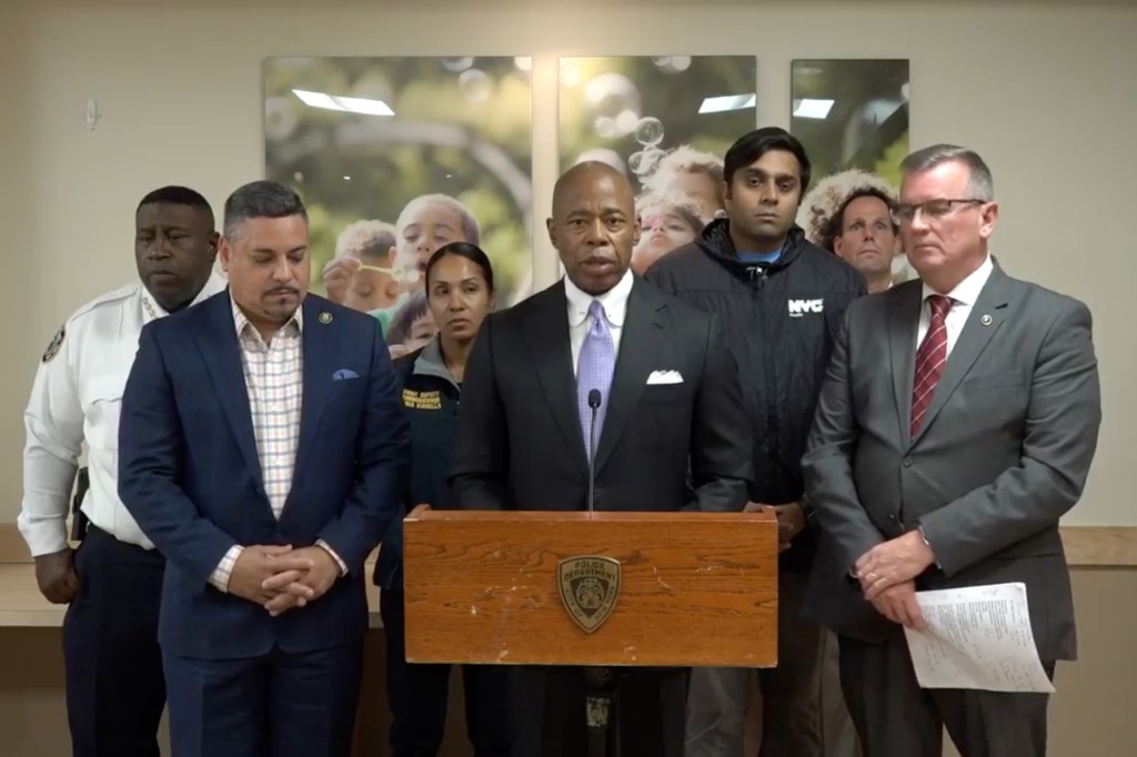New York City Mayor Eric Adams and Police Commissioner Eddie Caban and politicians hold a midnight press conference about the Bronx day care center toddler death.