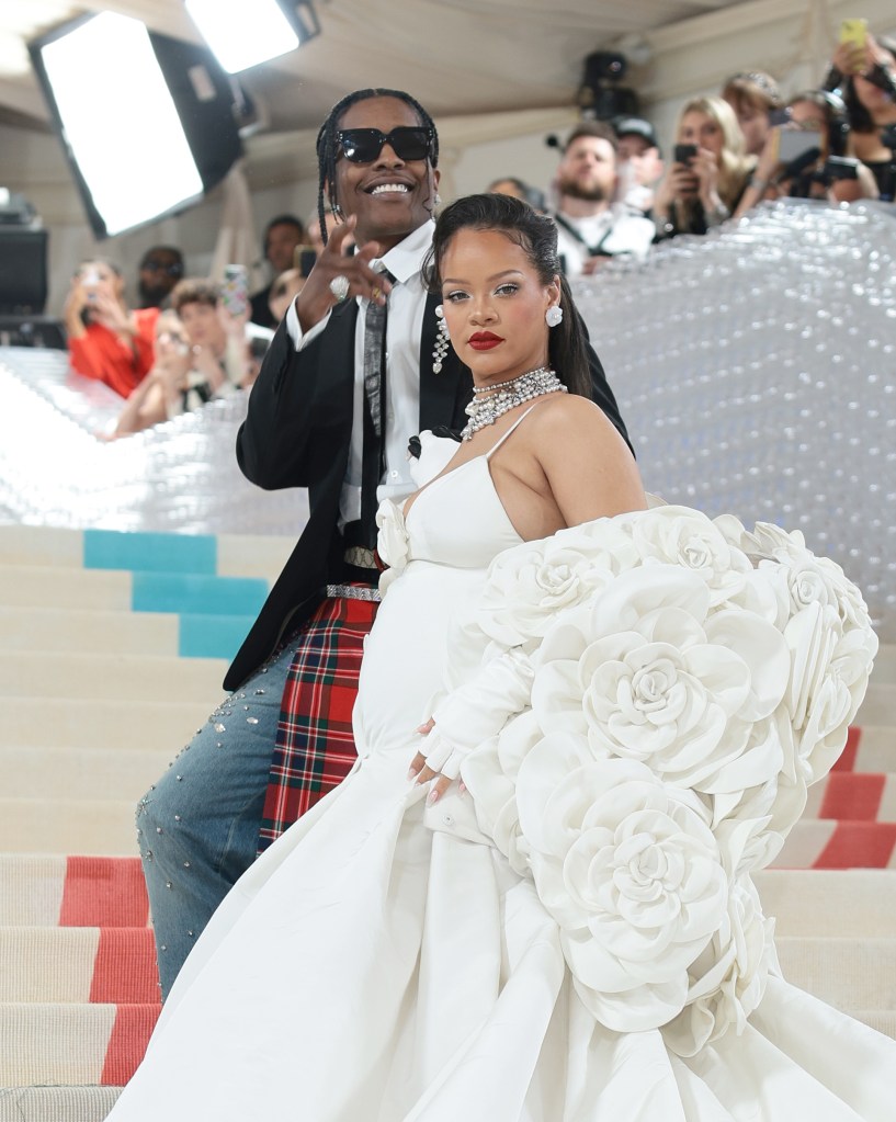 NEW YORK, NEW YORK - SEPTEMBER 13: ASAP Rocky and Rihanna attend The 2021 Met Gala Celebrating In America: A Lexicon Of Fashion at Metropolitan Museum of Art on September 13, 2021 in New York City. (Photo by Arturo Holmes/MG21/Getty Images)